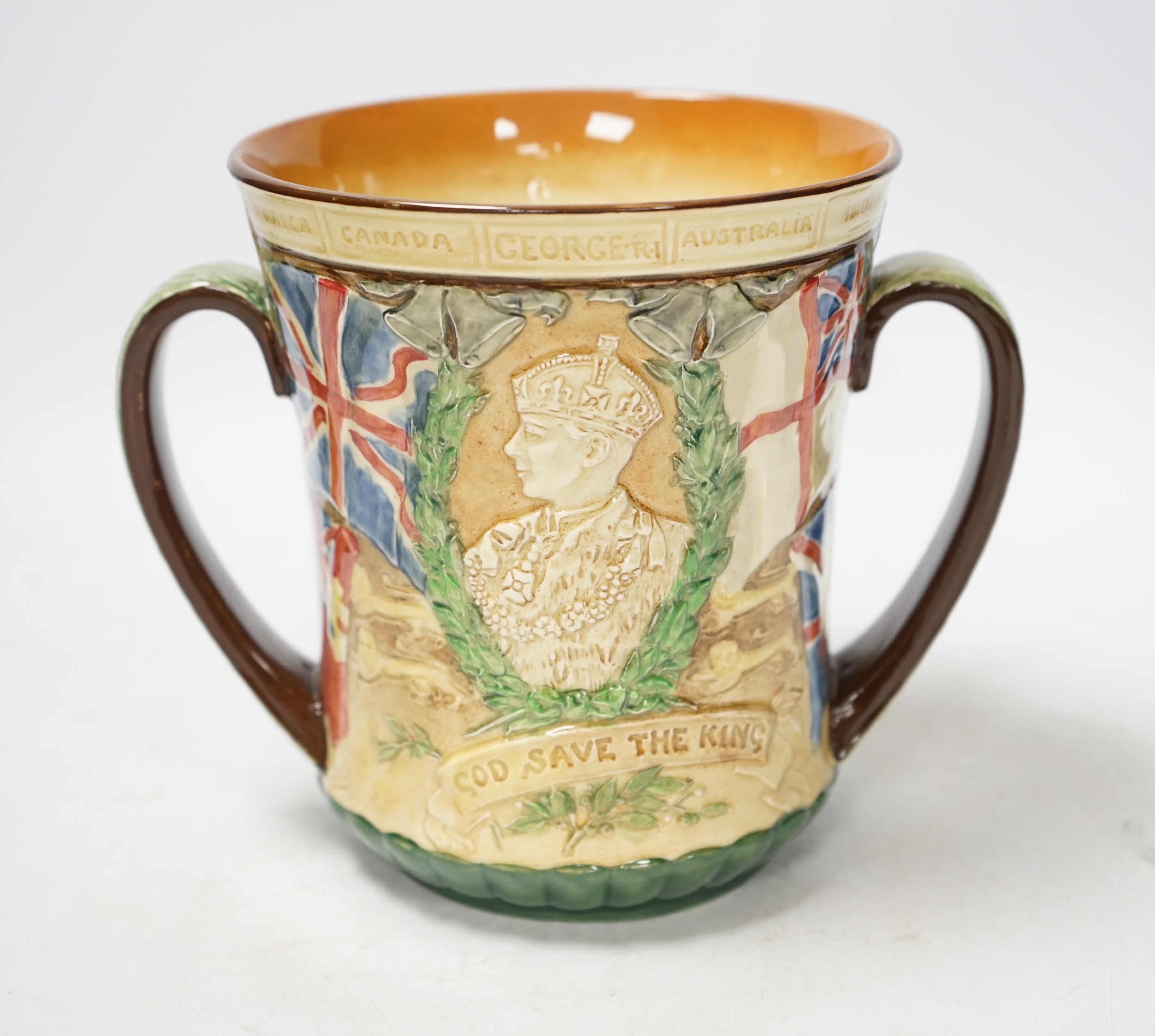 A Doulton 1937 commemorative cup, coronation of George VI & Elizabeth, limited edition 732/2000, 16cm high. Condition - good